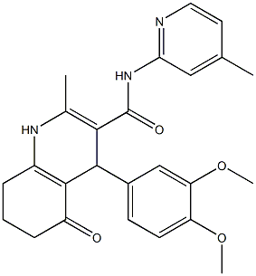 4-(3,4-dimethoxyphenyl)-2-methyl-N-(4-methyl-2-pyridinyl)-5-oxo-1,4,5,6,7,8-hexahydro-3-quinolinecarboxamide Structure