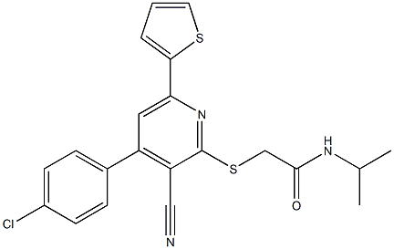 2-{[4-(4-chlorophenyl)-3-cyano-6-(2-thienyl)-2-pyridinyl]sulfanyl}-N-isopropylacetamide,496018-68-9,结构式