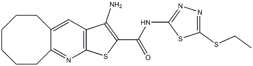 3-amino-N-[5-(ethylsulfanyl)-1,3,4-thiadiazol-2-yl]-5,6,7,8,9,10-hexahydrocycloocta[b]thieno[3,2-e]pyridine-2-carboxamide 结构式