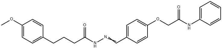 2-(4-{2-[4-(4-methoxyphenyl)butanoyl]carbohydrazonoyl}phenoxy)-N-phenylacetamide Struktur