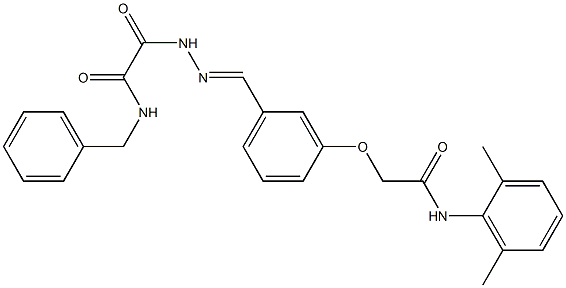 N-benzyl-2-(2-{3-[2-(2,6-dimethylanilino)-2-oxoethoxy]benzylidene}hydrazino)-2-oxoacetamide Struktur