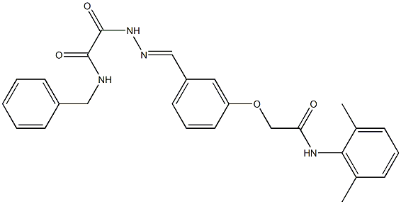 N-benzyl-2-(2-{3-[2-(2,6-dimethylanilino)-2-oxoethoxy]benzylidene}hydrazino)-2-oxoacetamide 化学構造式