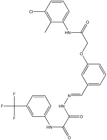 2-(2-{3-[2-(3-chloro-2-methylanilino)-2-oxoethoxy]benzylidene}hydrazino)-2-oxo-N-[3-(trifluoromethyl)phenyl]acetamide Structure