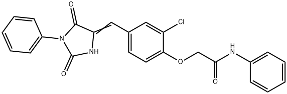 2-{2-chloro-4-[(2,5-dioxo-1-phenyl-4-imidazolidinylidene)methyl]phenoxy}-N-phenylacetamide,499114-42-0,结构式