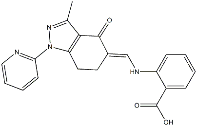 2-({[3-methyl-4-oxo-1-(2-pyridinyl)-1,4,6,7-tetrahydro-5H-indazol-5-ylidene]methyl}amino)benzoic acid Structure