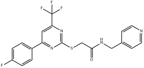 2-{[4-(4-fluorophenyl)-6-(trifluoromethyl)-2-pyrimidinyl]sulfanyl}-N-(4-pyridinylmethyl)acetamide 结构式