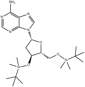 9-((2R,4S,5R)-4-((叔丁基二甲基硅烷基)氧基)-5-(((叔丁基二甲基硅烷基)氧基)甲基)四氢呋喃-2-基)-9H-嘌呤-6-胺, 51549-32-7, 结构式