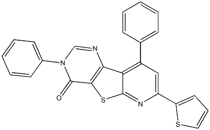 3,9-diphenyl-7-(2-thienyl)pyrido[3',2':4,5]thieno[3,2-d]pyrimidin-4(3H)-one 化学構造式