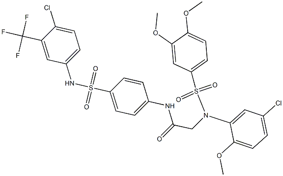 2-{5-chloro[(3,4-dimethoxyphenyl)sulfonyl]-2-methoxyanilino}-N-(4-{[4-chloro-3-(trifluoromethyl)anilino]sulfonyl}phenyl)acetamide,532956-85-7,结构式