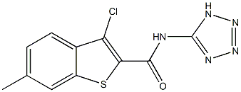 3-chloro-6-methyl-N-(1H-tetraazol-5-yl)-1-benzothiophene-2-carboxamide 结构式