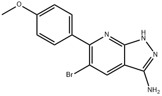 5-bromo-6-(4-methoxyphenyl)-1H-pyrazolo[3,4-b]pyridin-3-amine,583039-76-3,结构式
