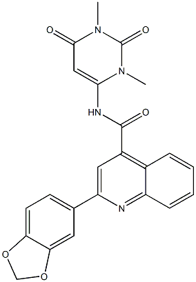 2-(1,3-benzodioxol-5-yl)-N-(1,3-dimethyl-2,6-dioxo-1,2,3,6-tetrahydro-4-pyrimidinyl)-4-quinolinecarboxamide Structure