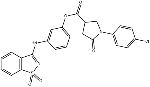 3-[(1,1-dioxido-1,2-benzisothiazol-3-yl)amino]phenyl 1-(4-chlorophenyl)-5-oxopyrrolidine-3-carboxylate,591242-65-8,结构式