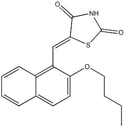 5-[(2-butoxy-1-naphthyl)methylene]-1,3-thiazolidine-2,4-dione 化学構造式