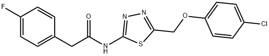 N-{5-[(4-chlorophenoxy)methyl]-1,3,4-thiadiazol-2-yl}-2-(4-fluorophenyl)acetamide 结构式