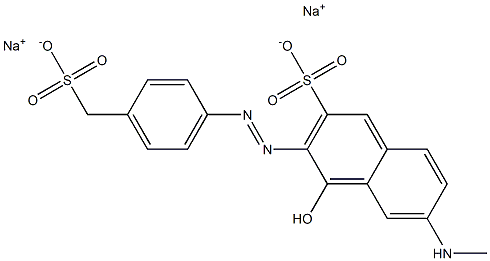 2-Naphthalenesulfonic acid, 4-hydroxy-6-(methylamino)-3-[[4-(sulfomethyl)phenyl]azo]-, disodium salt 结构式