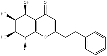 (5S,6S,7S,8R)-8-Chloro-5,6,7-trihydroxy-2-phenylethyl-5,6,7,8-tetrahydro-4H-chromen-4-one Struktur