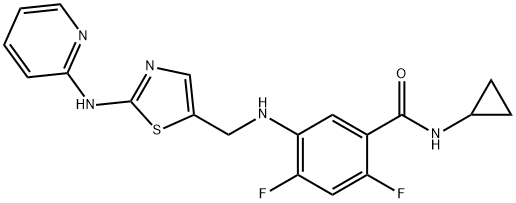 N-Cyclopropyl-2,4-difluoro-5-[[[2-(2-pyridinylamino)-5-thiazolyl]methyl]amino]benzamide Struktur