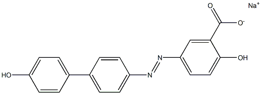 Benzoic acid, 2-hydroxy-5-[(4'-hydroxy[1,1'-biphenyl]-4-yl)azo]-, monosodium salt Struktur