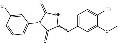 3-(3-chlorophenyl)-5-(4-hydroxy-3-methoxybenzylidene)-2,4-imidazolidinedione,664356-87-0,结构式