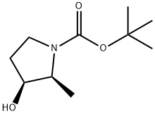 tert-butyl (2S,3S)-3-hydroxy-2-methylpyrrolidine-1-carboxylate 化学構造式