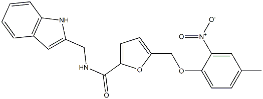 5-({2-nitro-4-methylphenoxy}methyl)-N-(1H-indol-2-ylmethyl)-2-furamide 化学構造式