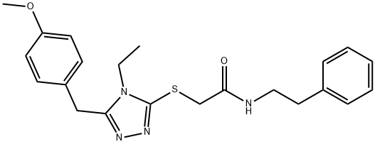 2-{[4-ethyl-5-(4-methoxybenzyl)-4H-1,2,4-triazol-3-yl]sulfanyl}-N-(2-phenylethyl)acetamide 结构式