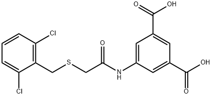 5-({[(2,6-dichlorobenzyl)sulfanyl]acetyl}amino)isophthalic acid Struktur