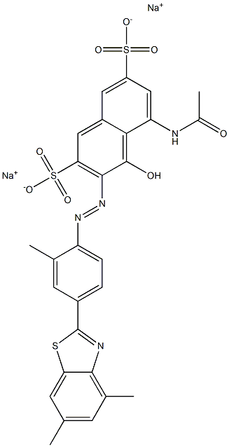 2,7-Naphthalenedisulfonic acid, 5-(acetylamino)-3-[[4-(4,6-dimethyl-2-benzothiazolyl)-2-methylphenyl]azo]-4-hydroxy-, disodium salt,6661-44-5,结构式