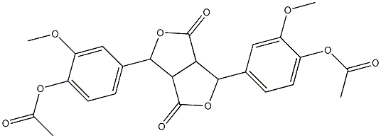 4-{4-[4-(acetyloxy)-3-methoxyphenyl]-3,6-dioxotetrahydro-1H,3H-furo[3,4-c]furan-1-yl}-2-methoxyphenyl acetate 化学構造式