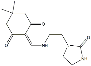 5,5-dimethyl-2-({[2-(2-oxo-1-imidazolidinyl)ethyl]amino}methylene)-1,3-cyclohexanedione 化学構造式