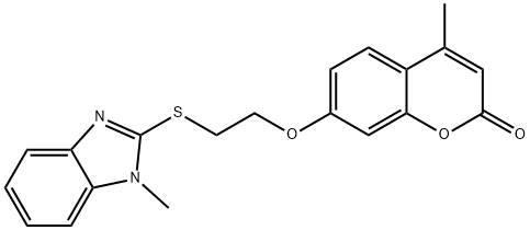 4-methyl-7-{2-[(1-methyl-1H-benzimidazol-2-yl)sulfanyl]ethoxy}-2H-chromen-2-one Struktur