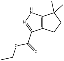 6,6-Dimethyl-1,4,5,6-tetrahydrocyclopentapyrazole-3-carboxylic acid ethyl ester 化学構造式