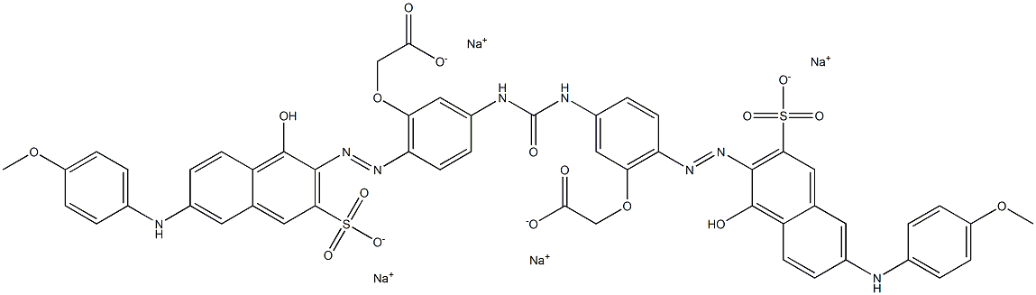 Acetic acid, 2,2'-[carbonylbis[imino[6-[[1-hydroxy-6-[(4-methoxyphenyl)amino]-3-sulfo-2-naphthalenyl]azo]-3,1-phenylene]oxy]]bis-, tetrasodium salt,6858-97-5,结构式