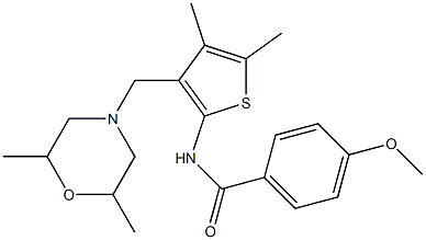 N-{3-[(2,6-dimethyl-4-morpholinyl)methyl]-4,5-dimethyl-2-thienyl}-4-methoxybenzamide Structure