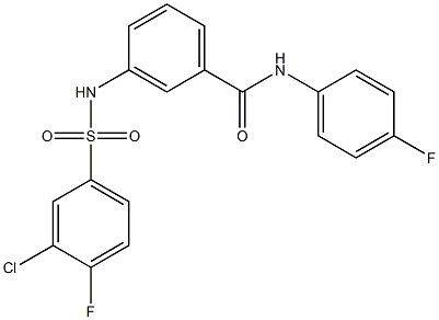 3-{[(3-chloro-4-fluorophenyl)sulfonyl]amino}-N-(4-fluorophenyl)benzamide 结构式