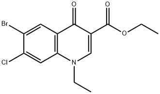 6-bromo-7-chloro-1-ethyl-4-oxo-1,4-dihydro-3-ethoxycarbonylquinoline 化学構造式