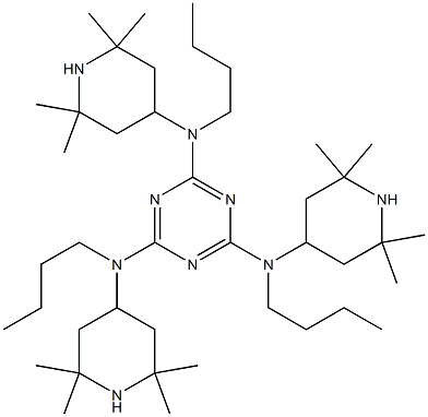 1,3,5-Triazine-2,4,6-triamine,N,N',N''-tributyl-N,N',N''-tris(2,2,6,6-tetramethyl-4-piperidinyl)- Structure