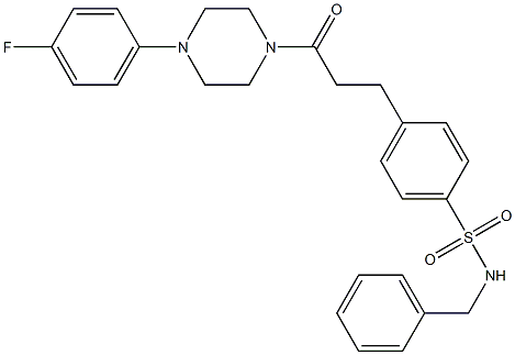 N-benzyl-4-{3-[4-(4-fluorophenyl)-1-piperazinyl]-3-oxopropyl}benzenesulfonamide Struktur