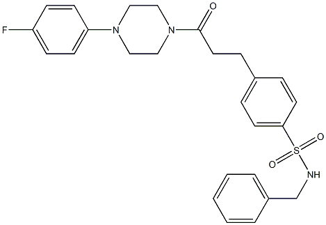 N-benzyl-4-{3-[4-(4-fluorophenyl)-1-piperazinyl]-3-oxopropyl}benzenesulfonamide 化学構造式