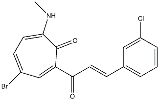 4-bromo-2-[3-(3-chlorophenyl)acryloyl]-7-(methylamino)-2,4,6-cycloheptatrien-1-one,723746-45-0,结构式