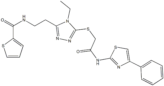 N-{2-[4-ethyl-5-({2-oxo-2-[(4-phenyl-1,3-thiazol-2-yl)amino]ethyl}sulfanyl)-4H-1,2,4-triazol-3-yl]ethyl}-2-thiophenecarboxamide Structure