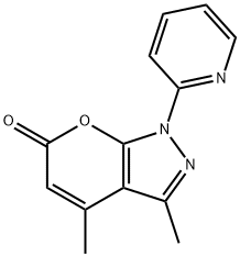 Pyrano[2,3-c]pyrazol-6(1H)-one,3,4-dimethyl-1-(2-pyridinyl)- 化学構造式