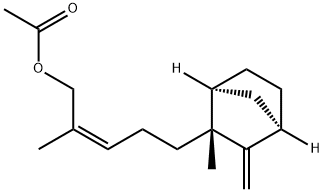 2-Penten-1-ol, 2-methyl-5-[(1S,2R,4R)-2-methyl-3-methylenebicyclo[2.2.1]hept-2-yl]-, acetate, (2Z)-,77-43-0,结构式