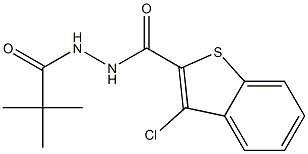 3-chloro-N'-(2,2-dimethylpropanoyl)-1-benzothiophene-2-carbohydrazide Struktur