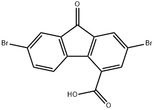 9H-Fluorene-4-carboxylic acid, 2,7-dibromo-9-oxo 化学構造式