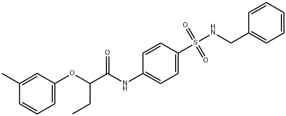 N-{4-[(benzylamino)sulfonyl]phenyl}-2-(3-methylphenoxy)butanamide 化学構造式