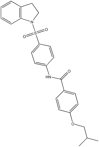 N-[4-(2,3-dihydro-1H-indol-1-ylsulfonyl)phenyl]-4-isobutoxybenzamide,876361-86-3,结构式