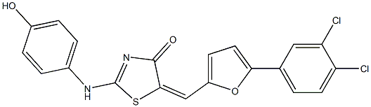 (5E)-5-{[5-(3,4-dichlorophenyl)furan-2-yl]methylidene}-2-[(4-hydroxyphenyl)amino]-4,5-dihydro-1,3-thiazol-4-one Structure