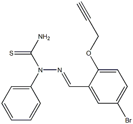 1-[(E)-{[5-bromo-2-(prop-2-yn-1-yloxy)phenyl]methylidene}amino]-1-phenylthiourea Struktur